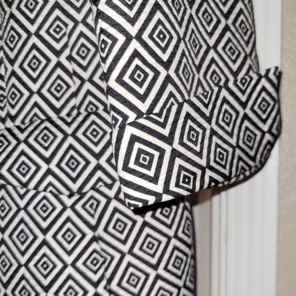 BLAZER KASPERBlack & White Geometric Design Lined Professional - Picture 3 of 5